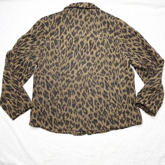 LAURA ASHLEY Tan Brown Cheetah Animal Print Button Down Blazer Jacket Large - Picture 3 of 8